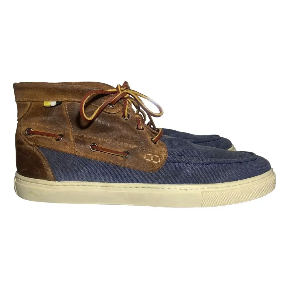 Dcaged High Top Lace Up Chukka Sneakers Men Shoes Sz 10 Blue Brown Canvas Suede